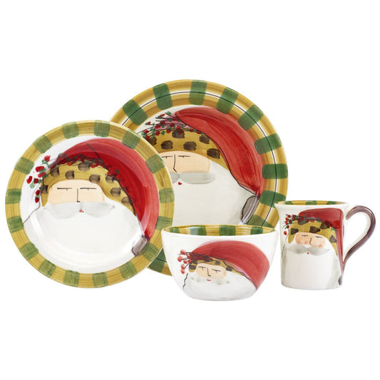Vietri Old St. Nick Animal Hat Four-Piece Place Setting Dinnerware Vietri