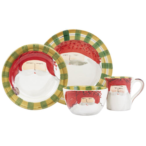Vietri Old St. Nick Red Hat Four-Piece Place Setting Dinnerware Vietri