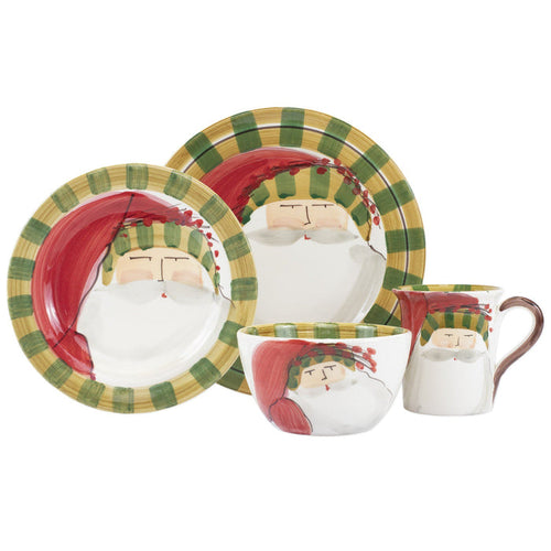 Vietri Old St. Nick Striped Hat Four-Piece Place Setting Dinnerware Vietri