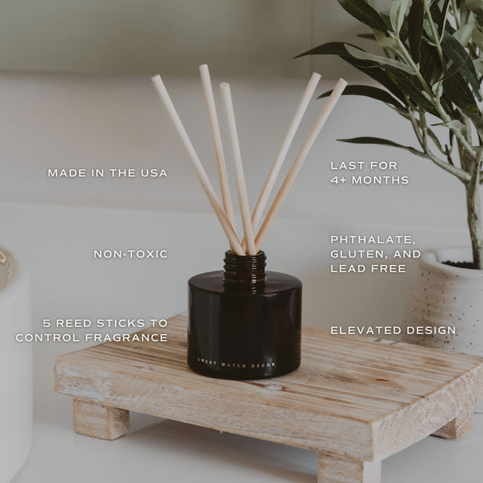 Warm and Cozy Amber Tinted Glass Jar Reed Diffuser - Sweet Water Decor - Reed Diffusers