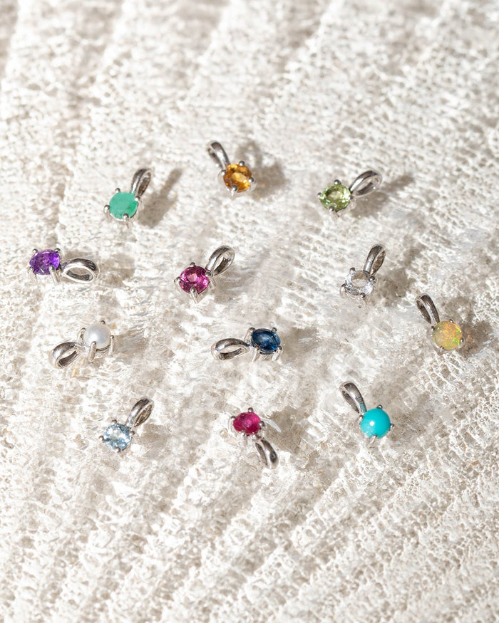White Topaz Birthstone Charm