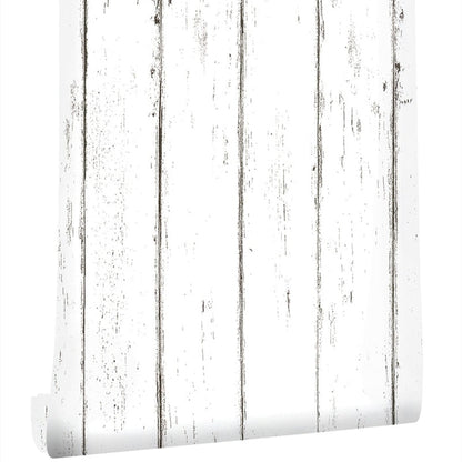 White Wood Planks Self-Adhesive Wallpaper