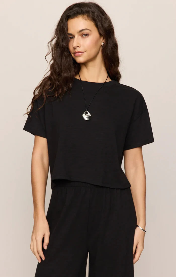 Z Supply Sway Textured Cropped Tee, Black