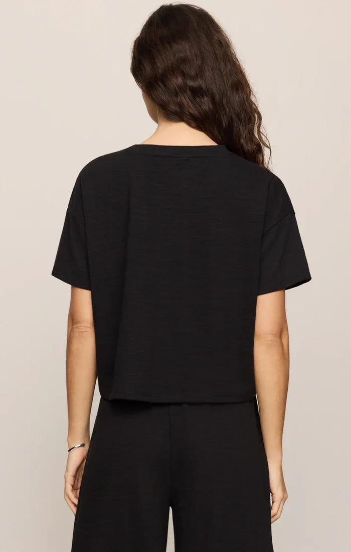 Z Supply Sway Textured Cropped Tee, Black