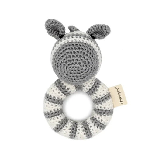 Zebra Ring Crocheted Teething Rattle