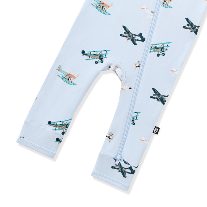 Zipper closure on the leg of the Zippered Romper in Take Off